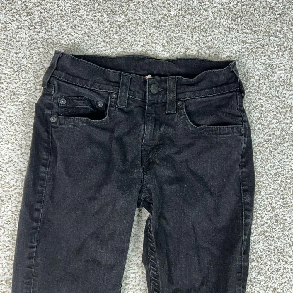 True Religion Jeans Mens 30x34 Black Geno Relaxed Slim Straight Stretch Denim